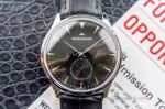 Swiss Copy Jaeger LeCoultre Master ultra thin Watch SS Black Leather Band
